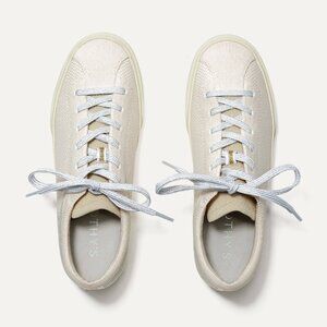 NWOT Rothy's The Lace Up Sneaker in‎ Diamond Twill Beige Ivory Size 6.5